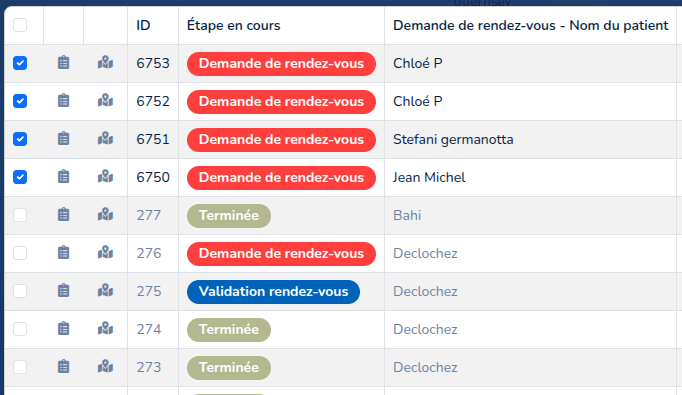 PlaniCarto - Actions groupées