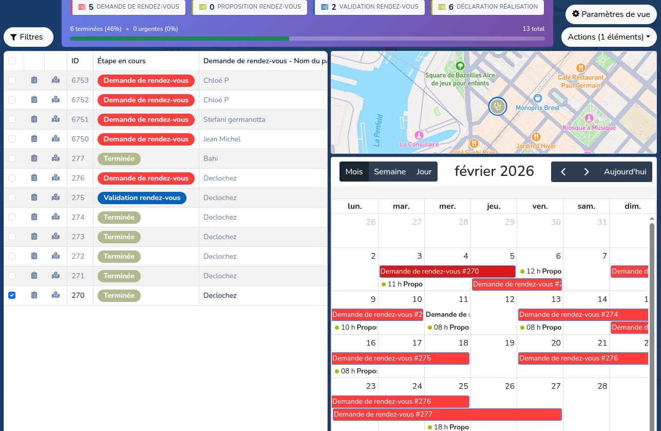 PlaniCarto - Dashboard agenda